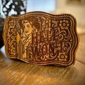 Engraved Wooden Sign with Vintage Design